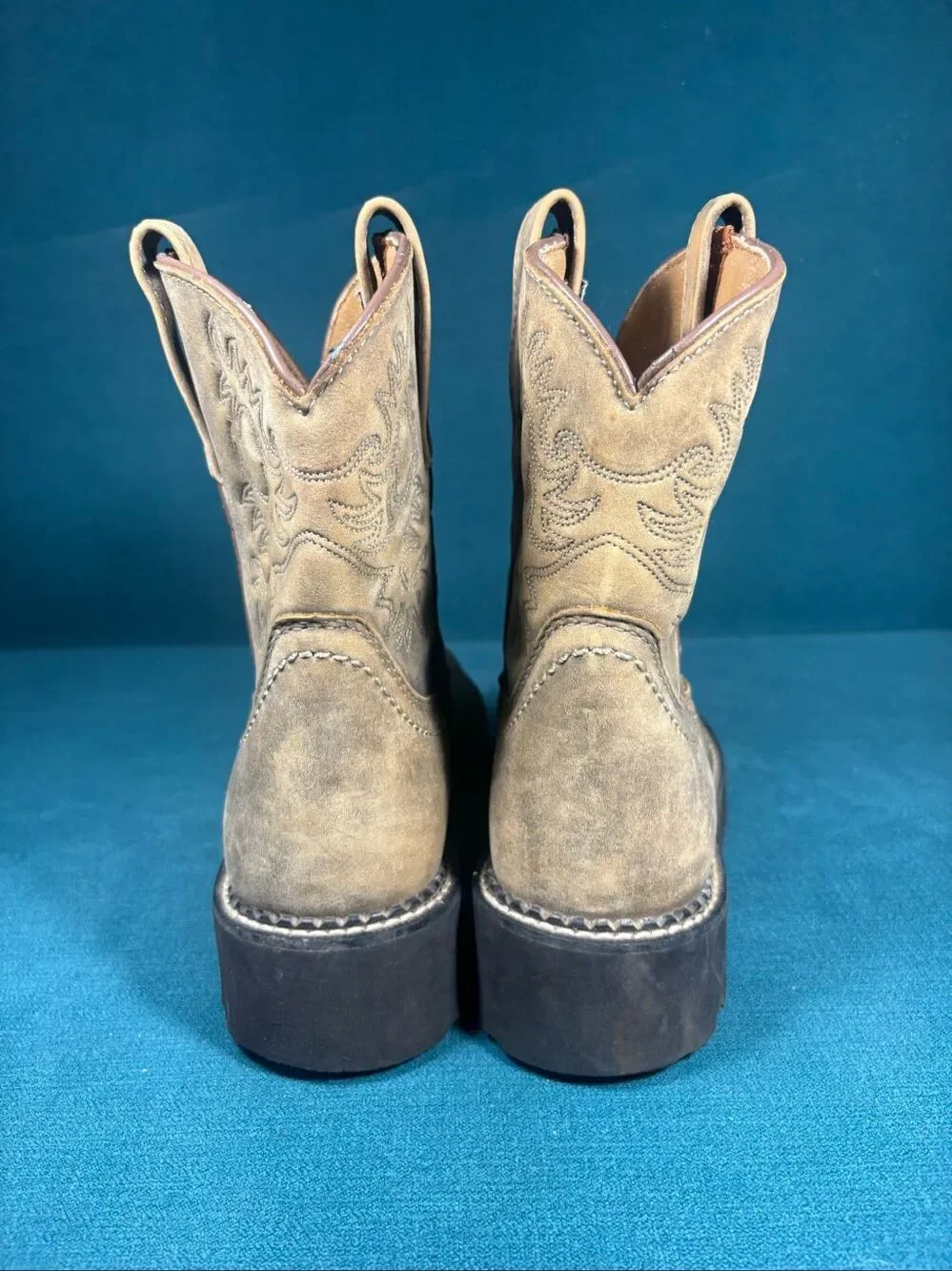 Ariat Fatbaby Womens Size 6.5 B Distressed Brown Leather Western Work Boots